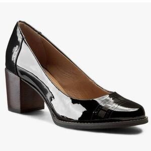 Clarks Artisan Tarah Sofia Comfort Patent Leather Block Heel Pump